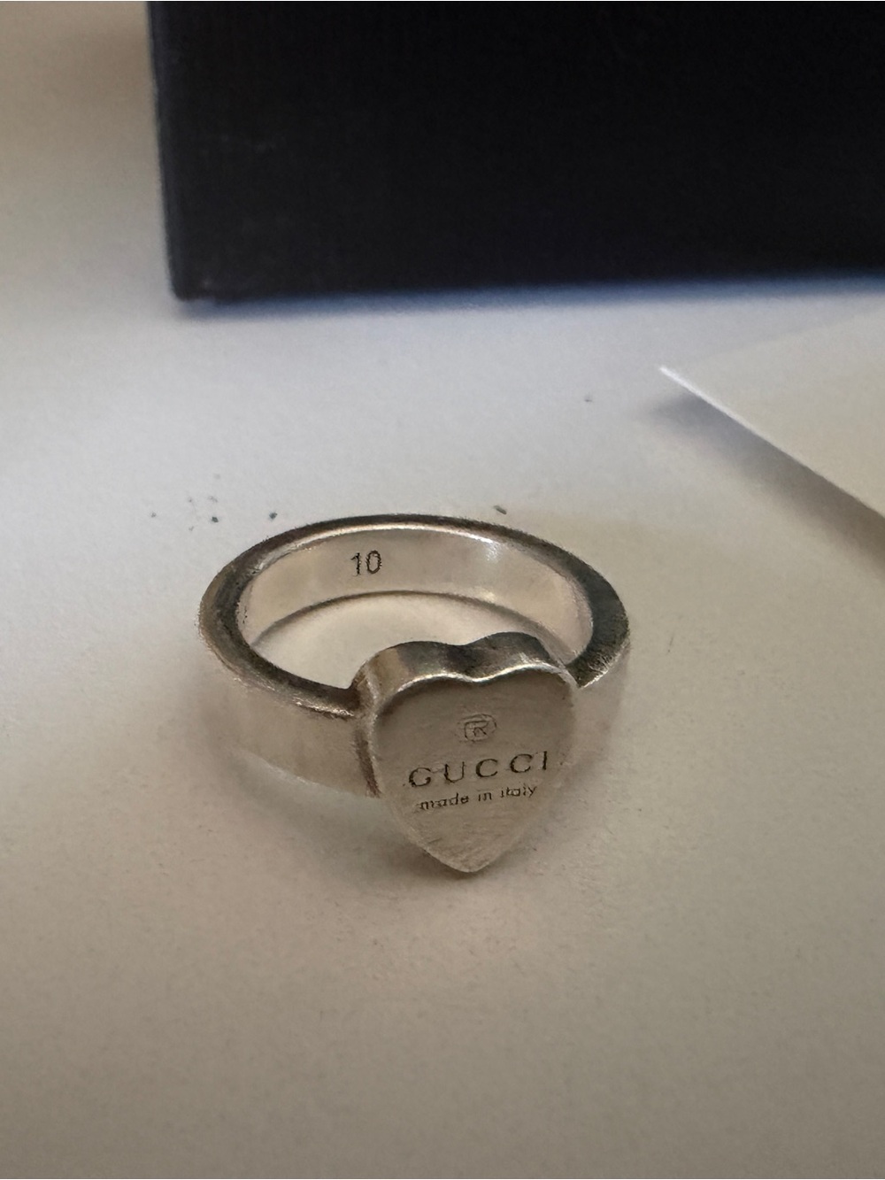 Gucci Silver 'Made in Italy' Butterfly Ring with original packaging